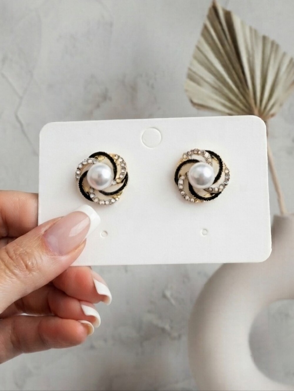 Vintage Inspired Intertwined Pearl & Crystal Statement Studs